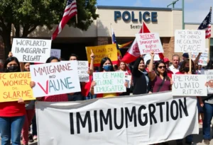 Protesters rallying against police collaboration with ICE in Texas