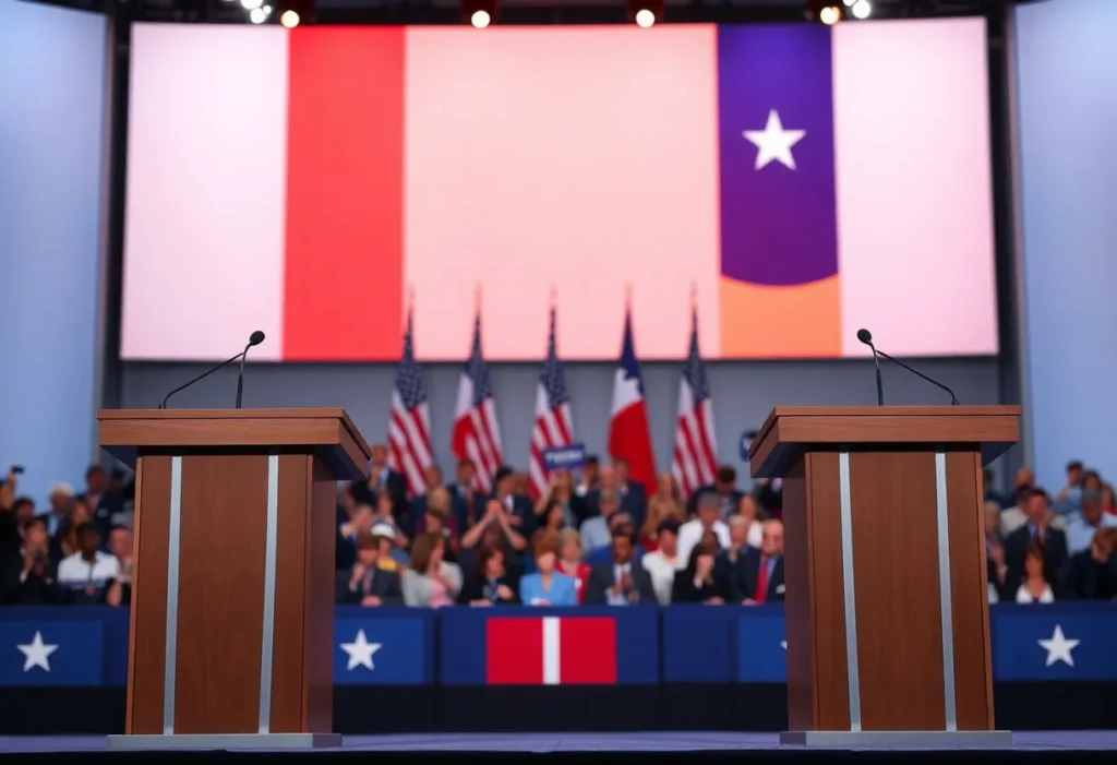 Political debate stage at the Texas Senate race
