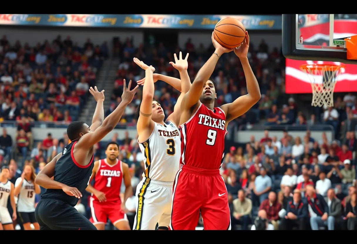 Texas Tech Red Raiders players during basketball victory against West Virginia.