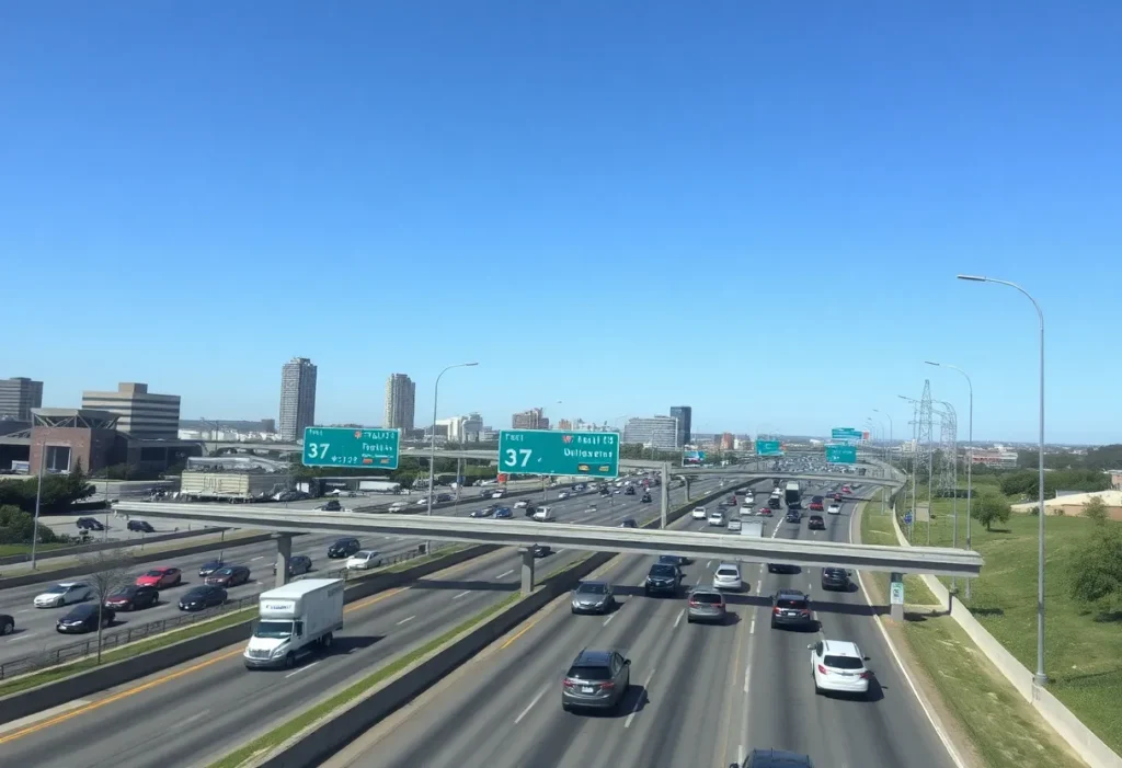 Traffic congestion on Interstate 37 in San Antonio, Texas