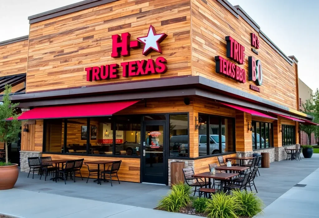 Exterior view of True Texas BBQ restaurant at H-E-B in Bastrop.
