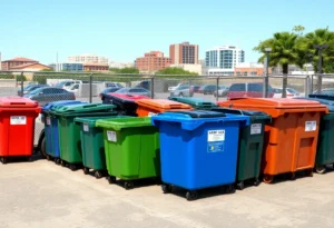 Waste management facility in San Antonio with dumpsters