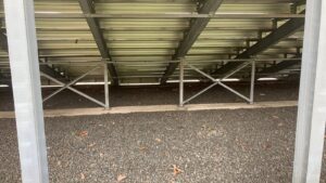 Empty metal bleachers
